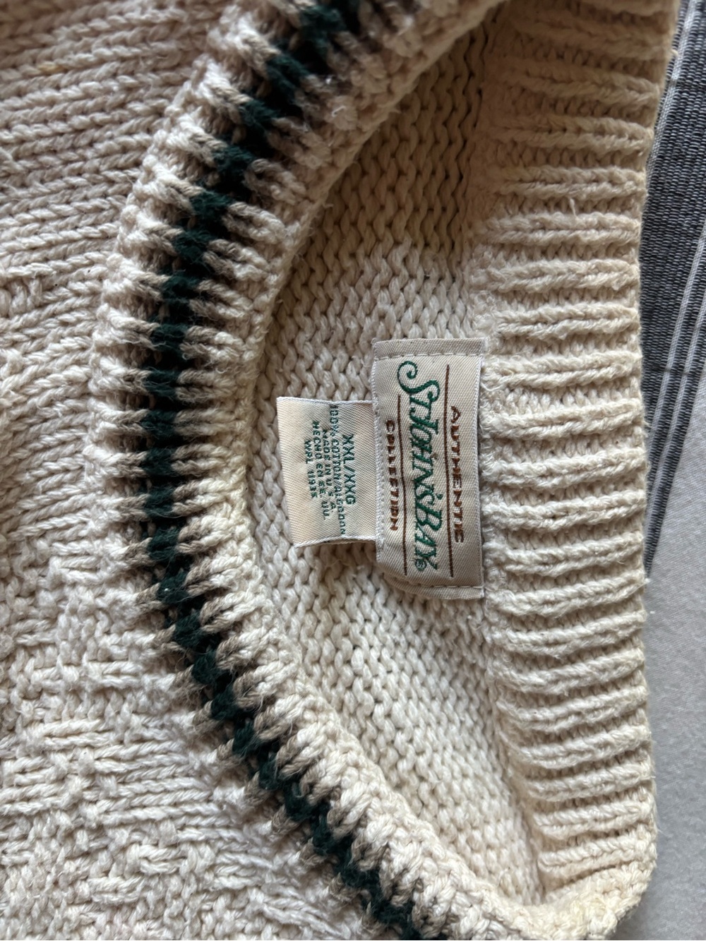 St. John's Bay Cream Cable-Knit Crewneck Sweater with Stag Motif - Picture 4 of 4